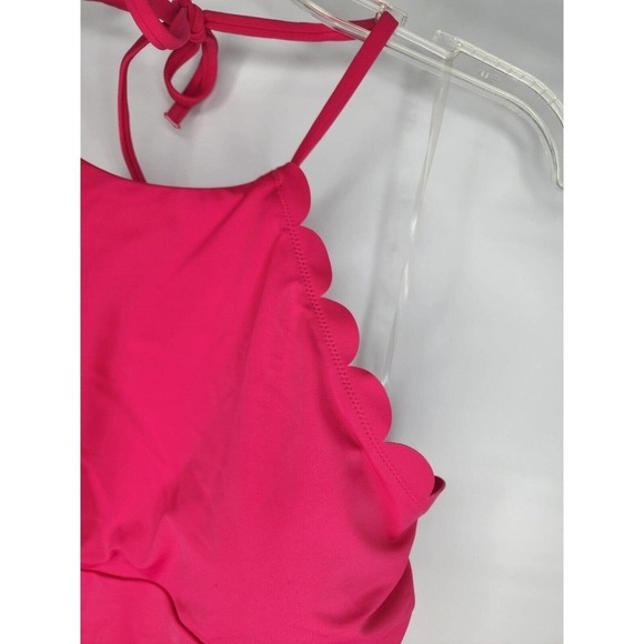 Chelsea 28 High Neck Scalloped One Piece Swimsuit Pink Size Large New - Picture 4 of 12